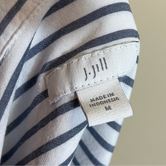 J. Jill Striped Button Up Shirt White and Blue - Picture 7 of 11